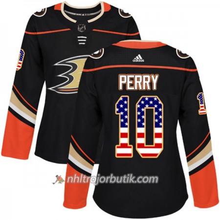 Dame Ishockey Anaheim Ducks Tröja Corey Perry 10 Adidas 2017-2018 Svart USA Flag Fashion Authentic